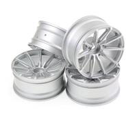 RC Pièces Voiture Compatible avec YOKOMO D5 pour Tamiya pour TT02 1/10 RC pour Pièces De Mise À Niveau Voiture Tourisme 4 Jante Roue en Alliage D'aluminium CNC Et Moyeu Pneu(Silver)