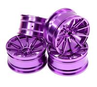 RC Pièces Voiture Compatible avec YOKOMO D5 pour Tamiya pour TT02 1/10 RC pour Pièces De Mise À Niveau Voiture Tourisme 4 Jante Roue en Alliage D'aluminium CNC Et Moyeu Pneu(Purple)