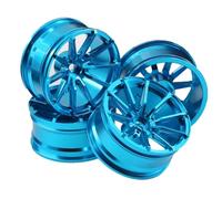 RC Pièces Voiture Compatible avec YOKOMO D5 pour Tamiya pour TT02 1/10 RC pour Pièces De Mise À Niveau Voiture Tourisme 4 Jante Roue en Alliage D'aluminium CNC Et Moyeu Pneu(Blue)
