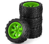 RC Pneu De Voiture pour HPI pour HSP pour Tamiya pour Kyosho 4 Pièces Moyeu De Roue 12mm Pneus Hot Wheels pour Voiture Rc 1/10 pour Monster Truck Hors Route(Green)