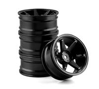 RC Pneu De Voiture pour HSP pour Tamiya pour HPI pour Kyosho pour TT02 Voiture À Dérive sur Route en Alliage D'aluminium Moyeu Roue Métallique Montée Jante De pour 1/10(Black)