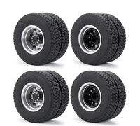 RC Pneu De Voiture pour Tamiya 4 Pièces Moyeu De Jante Roue Arrière Et Kit Pneus en Caoutchouc pour 1/14e RC Voiture Tracteur Camion Remorque Cargo Roues