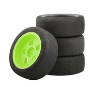 RC Pneu De Voiture pour Tamiya pour TT01 TT01E TT02 TT02B XV01 TA06 PTG-2 1/10 RC Pièces De Mise À Niveau De Voiture Accessoires 4 Pièces Pneu De Roue en Caoutchouc(Green)