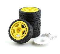 RC Pneu De Voiture pour Tamiya pour TT01 TT01E TT02 TT02B XV01 TA06 PTG-2 1/10 RC Pièces De Mise À Niveau Voiture Accessoires 4 Pneu Roue en Caoutchouc(Yellow,A)