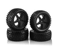 RC Pneu De Voiture pour Tamiya Wltoys 144001, Pneus Tout-Terrain Résistants, Jante en Plastique, Pneu en Caoutchouc pour Voiture RC 1:10 HSP 94107 94166 94106 94155(Black)