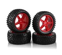RC Pneu De Voiture pour Wltoys pour 144001 144010 124017 pour Tamiya TT02B pour HSP 1/10 1/12 1/14 RC Voiture Tout-Terrain Buggy 4 Pièces Pneu De Roue De 87Mm(Red)