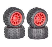 RC Pneus Roue Compatible avec ARRMA pour Typhon pour GROM pour Granite 1/18 RC Truck Pièces De Mise À Niveau Accessoires De Remplacement 4 Pièces 12 Mm Pneu Hexagonal(Red)