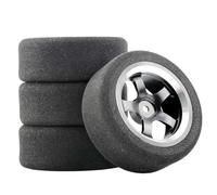 RC Pneus Roue Compatible avec HSP pour HPI 1/10 Voiture RC sur Route 12mm Hex RC pour Voitures De Course Accessoires Ensemble De 4 Pièces pour Jeu De Jantes De Pneu en Mousse De Course(Gray)