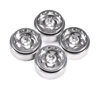 RC Pneus Roue Compatible avec SCX24 pour TRX4M pour FCX24 Enduro24 1/18 1/24 Pièces De Voiture Télécommandée 4 Pièces en Alliage D'aluminium Jantes À Talon De 2,5 Cm Pneus Caoutchouc(Silver)