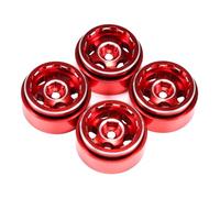 RC Pneus Roue Compatible avec SCX24 pour TRX4M pour FCX24 Enduro24 1/18 1/24 Pièces De Voiture Télécommandée 4 Pièces en Alliage D'aluminium Jantes À Talon De 2,5 Cm Pneus Caoutchouc(Red)
