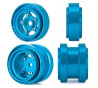 RC Pneus Roue Compatible avec Tamiya Frog Sand Scorcher Grasshopper pour Hornet 1/10 Pièces De Mise À Niveau Buggy Radiocommandé 4 Moyeux De Jante en Aluminium avec Système Beadlock(Blue)