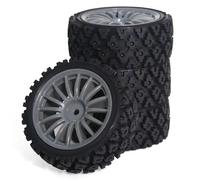 RC Pneus Roue Compatible avec Tamiya pour TT-01 pour TT-02 TT01E XV01 XV02 1/10 RC pour Pièces De Voiture De Rallye 4 Pièces 68 * 28mm Ensemble De Pneus en Caoutchouc(Gray)