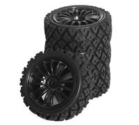 RC Pneus Roue Compatible avec Tamiya pour TT-01 pour TT-02 TT01E XV01 XV02 1/10 RC pour Pièces De Voiture De Rallye 4 Pièces 68 * 28mm Ensemble De Pneus en Caoutchouc(Black)