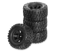 RC Pneus Roue Compatible avec TRXS pour E-Revo pour MJX 16207 16208 pour SCY 16101 pour HBX 1/16 Pièces pour Monster Truck RC 4 Pneus 90 Mm, Jantes 12 Mm Hexagonales(Black)