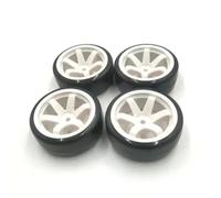 RC Pneus Roue Compatible avec Trxs pour HSP pour Tamiya pour HPI 144001 124018 124019 A959-B RC Drift Pièces De Voiture sur Route 4 Pièces Jantes De Pneu en Plastique Dur(White)