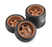 RC Pneus Voiture Compatible avec Tamiya pour TT01 TT01E pour TT02 XV01 XV02 TA06 pour PTG-2 144001 144010 RC pour Voiture De Course 65mm Pneu De Roue en Caoutchouc 4 Pièces