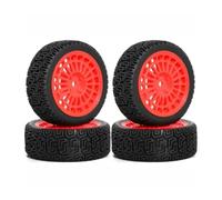 RC Pneus Voiture pour Tamiya XV 01 02 pour TT01 pour TT02 PTG-2-1/10 4 Pièces Ensemble Pneus Caoutchouc 68 Mm Voiture Course RC Accessoires Mise À Niveau Remplacement(Red)