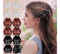 RC ROCHE ORNAMENT Lot de 12 pinces à cheveux en forme de pieuvre, mâchoire et citrouilles entrelacées, tenue solide, antidérapante, accessoire de mode classique, petite taille, marron clair et noir