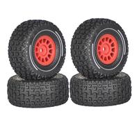 RC Roue Pneus pour Arrma pour Mini pour Mojave pour GROM 1/14 4 Pièces 65mm Pneu Caoutchouc 12mm Hex RC Voiture Mise À Niveau Modèle Accessoires Modifiés Remplacer(Red)