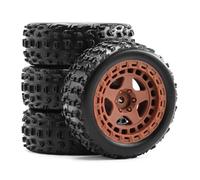 RC Roue Pneus pour Arrma pour Typhon pour Grom 2S 1/18 4 Pièces Pneus en Caoutchouc 69mm 12mm Hex RC Voiture Mise À Niveau Modèle Accessoire Remplacement Remplacer(Brown)