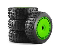 RC Roue Pneus pour ARRMA pour Typhon pour Talion pour Traxxas pour Redcat pour Team pour Losi pour Kyosho 1/8 4 Pièces 116mm Pneus Roue Hors Route 17mm Hex RC Voiture(Green)