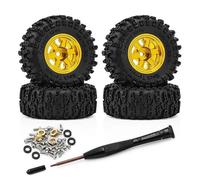 RC Roue Pneus pour Ascent-32 SCX30 1/30 Jeu De Roues Pneus À Billes Métalliques 4 Pièces 40mm Pouces Mise Niveau Voiture sur Chenilles RC Accessoires Modèle(Yellow)