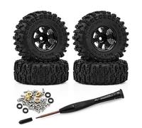 RC Roue Pneus pour Ascent-32 SCX30 1/30 Jeu De Roues Pneus À Billes Métalliques 4 Pièces 40mm Pouces Mise Niveau Voiture sur Chenilles RC Accessoires Modèle(Black)