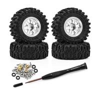 RC Roue Pneus pour Ascent-32 SCX30 1/30 Jeu De Roues Pneus À Billes Métalliques 4 Pièces 40mm Pouces Mise Niveau Voiture sur Chenilles RC Accessoires Modèle(Silver)