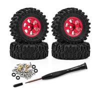 RC Roue Pneus pour Ascent-32 SCX30 1/30 Jeu De Roues Pneus À Billes Métalliques 4 Pièces 40mm Pouces Mise Niveau Voiture sur Chenilles RC Accessoires Modèle(Red)