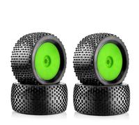 RC Roue Pneus pour HPI pour HSP pour Kyosho pour ZD pour Buggy pour Racing pour Nitro 1/8 140mm Pneus Tout pour Terrain Roue 17mm Moyeux Hexagonaux Voiture RC 4WD Mise Niveau(Green)