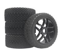RC Roue Pneus pour Nitro pour Baja pour HPI pour HIMOTO pour HSP pour Buggy 1/8 Pneu Caoutchouc Jante Roue 112x43mm Adaptateur Hexagonal 17mm 4 Pièces Voiture Télécommandée(Black,Size2)