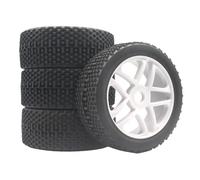 RC Roue Pneus pour Nitro pour Baja pour HPI pour HIMOTO pour HSP pour Buggy 1/8 Pneu Caoutchouc Jante Roue 112x43mm Adaptateur Hexagonal 17mm 4 Pièces Voiture Télécommandée(White,Size2)