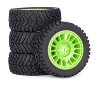 RC Roue Pneus pour SCX10 pour TRX4 pour Tamiya pour Wltoys 144001 1/12 1/14 1/10 1.9 Pouces 75x31mm Pneus Caoutchouc Plastique 12mm Moyeu Hexagonal Mise Niveau Voiture RC(Green)