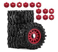 RC Roue Pneus pour Traxxas pour ARRMA pour Granite pour HPI pour Savage pour Tamiya pour Kyosho pour MJX 1/10 Pneus À Roues Hexagonales Monster Truck Échelle 2.8 12mm RC(Red)