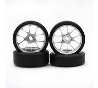 RC Roue Pneus Pour Wltoys 284131 K969 K989 Pour Kyosho Pour Mini-Z 1/28 Pneus Drift Plastique Dur 2,5/5,5 Degrés Jantes Métalliques Pièces Mise À Niveau RC(Silver,5.5 Degrees)