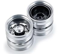 RC Roues De Voiture pour Tamiya 1/14 RC Remorque Tracteur Camion Voiture Pièces De Mise À Niveau Avant Arrière Beadlock Jantes avec 1/4 Pneus en Caoutchouc(R03 2Pcs)