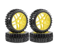 Rc Roues Voiture Pour Arrma Pour Typhon Pour Talion Pour Traxxas 4 Pièces 115 Mm 1/8 Jante Pneu 17 Hex RC Tout-Terrain Pour Buggy Voiture Mises Niveau Remplacement(Yellow)