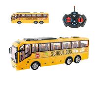 RC School Bus - 1:30 Scale Remote Control Toy | LED Lights & 4-Channel | 27MHz Wireless Control, Simulated Interior & Seats, Drop Resistant ABS, Battery Powered, for Boys & Girls