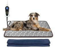 RC SLL Grand coussin chauffant pour chien, tapis chauffant pour animaux domestiques, lit chauffant pour chien avec minuterie, interrupteur thermostat intelligent, câble métallique avec housse en tissu