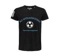 RC Strasbourg Fier d'être Supporter | T-Shirt Foot 100% Coton Bio | Idée Cadeau Originale pour Les Supporters de Strasbourg (FR/ES, Alpha/Lettres, XXL, Taille Normale, Taille Normale, Noir)