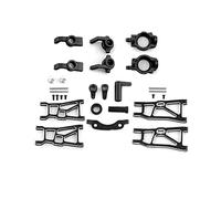 RC Swing Bras Steering Cup Set Metal Front & Rear Low Swing Bras Steering Cup Bras Axle Mount C Base pour ZD Racing 1/10 DBX-10 RC Upgrade Spare Modification Part (6 pièces & Noir)