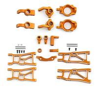 RC Swing Bras Steering Cup Set Metal Front & Rear Low Swing Bras Steering Cup Bras Axle Mount C Base pour ZD Racing 1/10 DBX-10 RC Upgrade Spare Modification Part (6 pièces & Orange)