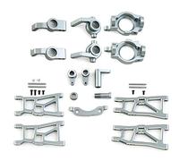 RC Swing Bras Steering Cup Set Metal Front & Rear Lower Swing Bras Steering Cup Bras Axle Mount C Base pour ZD Racing 1/10 DBX-10 RC Upgrade Spare Modification Part (6 pièces et argenté)