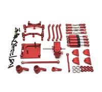 Rc Tasse Direction Pour MN99S 1/12 Métal Pour Châssis Biellette De Traction Support D'amortisseur À Huile Boîte De Vitesses Kit Montage Moteur Accessoires Voiture RC Remplacement(Red)