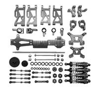 Rc Tasse Direction pour WLtoys 144001 1/14 Kit Mise À Niveau Métal Ensemble Moyeu Direction Et Engrenages Voiture Télécommandée Pièces Accessoires Modification(Gray)
