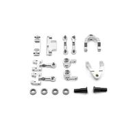 Rc Tasse Direction pour WPL D12 1/10 Métal Supérieur Et Inférieur Bras Oscillant Coupelle Direction Adaptateur Hexagonal Ensemble Pièces De Mise À Niveau De Voiture Télécommandée(Silver)