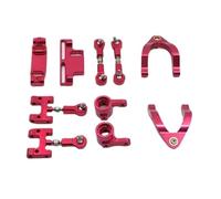 Rc Tasse Direction pour WPL D12 CNC Métal Supérieur Inférieur Bras Oscillant Coupelle Direction Fusée Direction Ensemble Joint À Rotule RC Voiture Mises À Niveau Accessoires Pièces(Red)