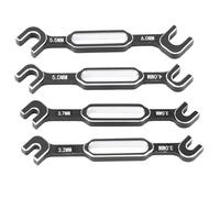 RC Voiture Clé Ensemble En Alliage D'aluminium Tendeur Écrou Rotule Dissolvant Outil Kit pour Télécommande Voitures Dérive Véhicules Entretien 4PCS 3.0mm à 6.0mm (Noir)