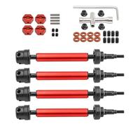RC Voiture Pièce Pour Arrma 3S Big Pour Rock V2 Pour Granite Pour Senton Vortecks 1/10 4 Arbres De Transmission Avant Et Arrière En Métal CVD Pièces De Mise À Niveau(Red)