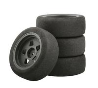 RC Voiture Pièce pour Tamiya pour TT01 TT01E pour TT02 pour TT02B XV01 TA06 PTG-2 1/10 4 Pièces Pneus en Caoutchouc Accessoires Mise Niveau pour Voiture RC(Black)